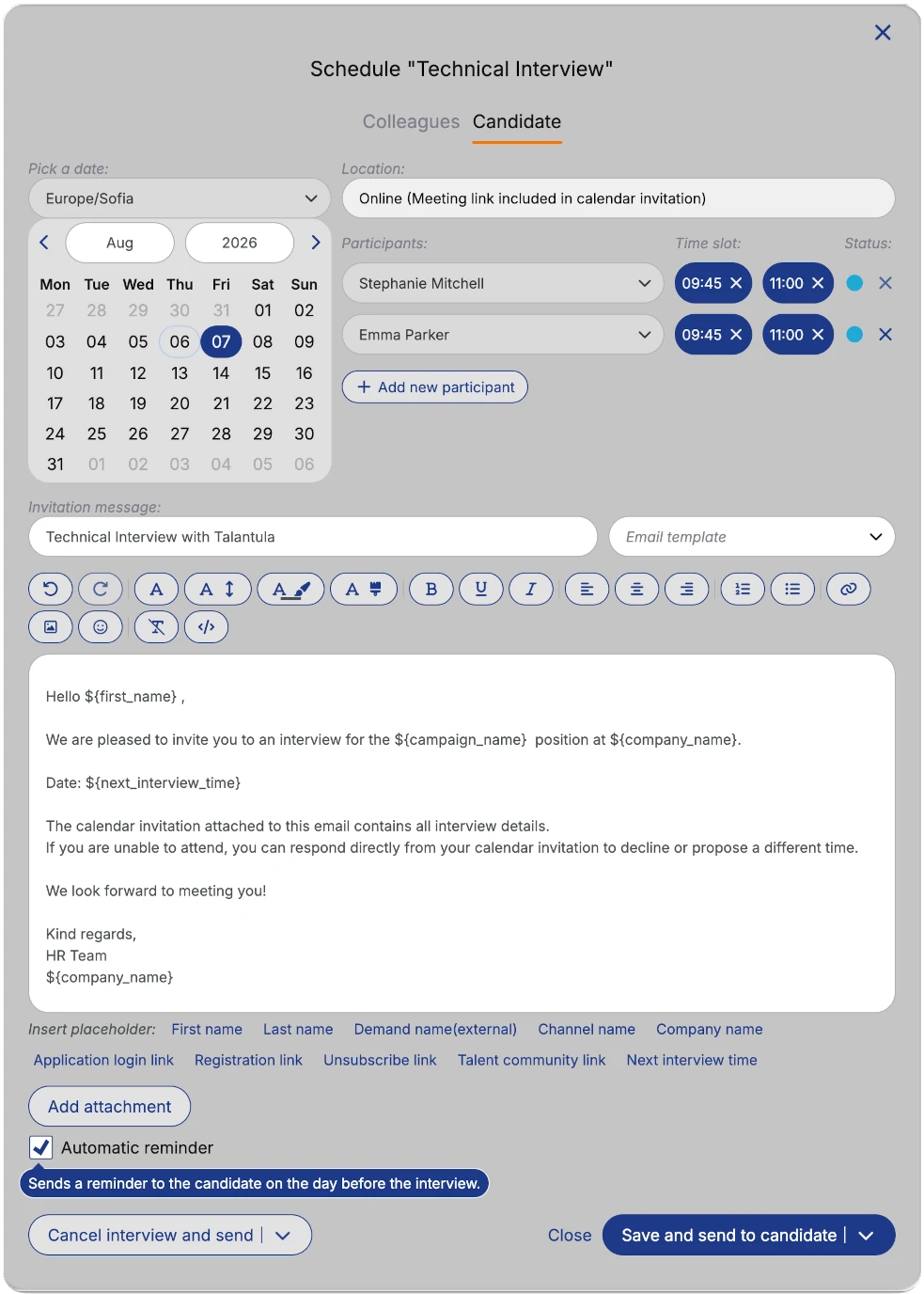 Interview Invite Candidate